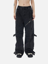 Hip-Hop-Retro-Wäsche Old Punk Denim Hosen Lose Gerade Hosen Paar Modelle-1456